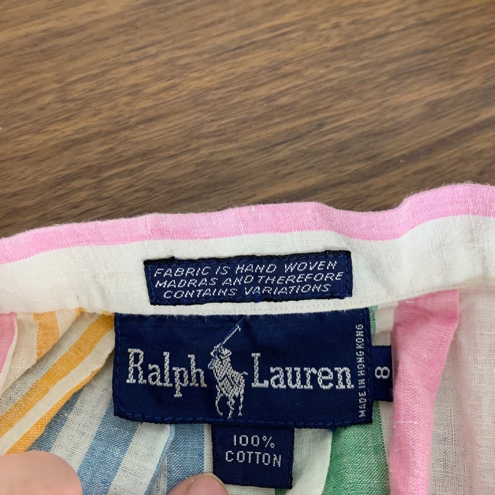 Ralph Lauren Vintage Rainbow Colorful Stripe A Line Midi Button Up Skirt Preppy - Picture 4 of 8